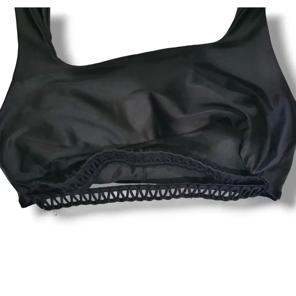 Women’s Black Pullover Bikini Swim Top with Removable Cups - Small